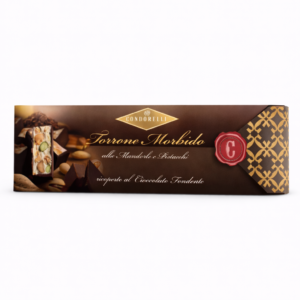 Turron blando de almendras y pistacchios recubierto con chocolate 100grs